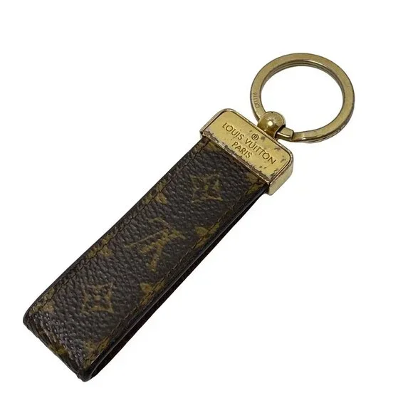 LOUIS VUITTON Porte Cles Dragonne M65221 Monogram Canvas Gold Monogram